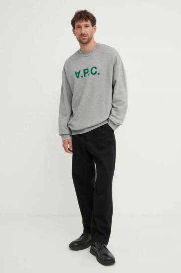 Хлопковая кофта A.P.C. Sweat Eliot мужская цвет серый с принтом COFDX.H27836.PLB Хлопковая кофта A.P.C. Sweat Eliot мужская цвет серый с принтом COFDX.H27836.PLB
