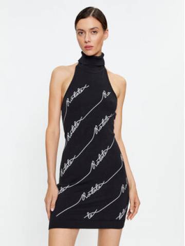 ROTATE Трикотажна сукня Sequin Logo 110112100 Чорний Slim Fit ROTATE Трикотажна сукня Sequin Logo 110112100 Чорний Slim Fit