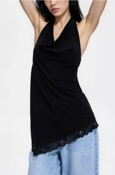Reserved - Топ halter з мереживом - чорний - 794KL-99X