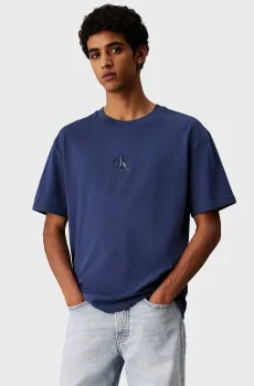 Мужская темно-синяя футболка LIQUID CK MONOLOGO Синий L Calvin Klein Jeans LV04RAB812