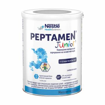 Полноценное энтеральное питание на основе пептидов Nestle Peptamen Junior с ароматом ванили, для детей от 1 до 10 лет, 400 г Полноценное энтеральное питание на основе пептидов Nestle Peptamen Junior с ароматом ванили, для детей от 1 до 10 лет, 400 г