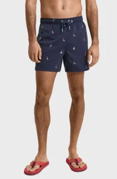 Мужские темно-синие плавательные шорты с узором BOAT EMBROIDERY SWIM SHORTS Синий XL Gant 922516008