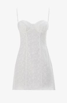 Молочна сукня міні із прошви з акцентним ліфом