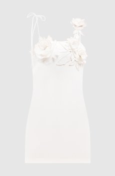 Платье с цветочной аппликацией цвета айвори