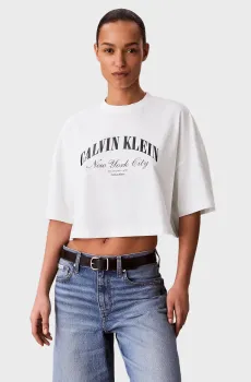 Женская белая футболка CROPPED Белый XS Calvin Klein Jeans LV047F813G