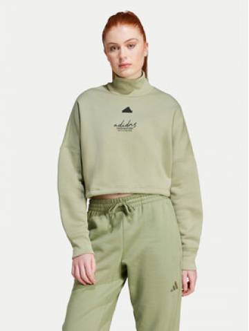 adidas Світшот Signature Graphic JE3899 Зелений Loose Fit adidas Світшот Signature Graphic JE3899 Зелений Loose Fit