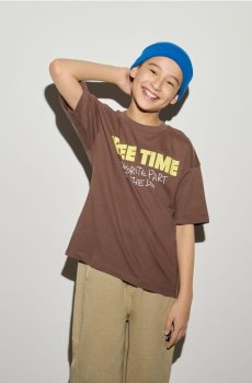 Reserved - Футболка з принтом - темно коричневий - 898HR-89X