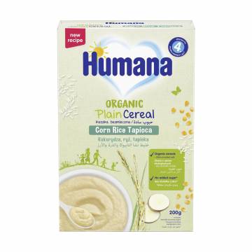 Детская безмолочная кукурузно-рисовая каша Humana Organic Plain Cereal Corn Rice Tapioca с тапиокой, от 4 месяцев, 200 г Детская безмолочная кукурузно-рисовая каша Humana Organic Plain Cereal Corn Rice Tapioca с тапиокой, от 4 месяцев, 200 г