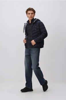 Reserved - Стьобана куртка з капюшоном - темно-синій - 230GU-59X