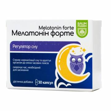 Мелатонин форте Baum Pharm Melatonin Forte Регулятор сна, 30 капсул Мелатонин форте Baum Pharm Melatonin Forte Регулятор сна, 30 капсул