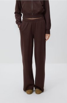 Reserved - Широкі спортивні штани - темно коричневий - 002HT-89X