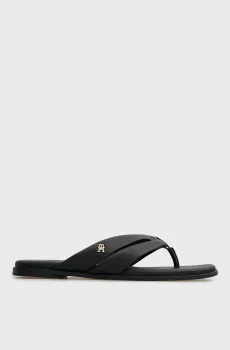 Женские черные кожаные вьетнамки ELEVATED TOE POST Черный 36 Tommy Hilfiger FW0FW09216