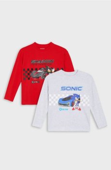 Бавовняні футболки loose з довгим рукавом, комплект 2 шт. Sonic the Hedgehog - різнобарвний