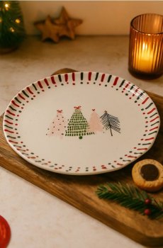 Тарілка з різдвяним мотивом - різнобарвний