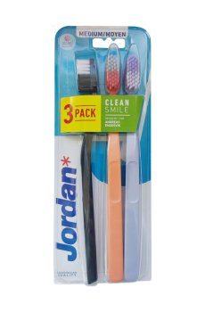 Набор зубных щеток Jordan Clean Smile средней жесткости (черная, 1 шт + оранжевая, 1 шт + сиреневая, 1 шт)