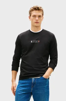 Мужской черный лонгслив BRAND LOVE Черный XL Tommy Hilfiger MW0MW41454