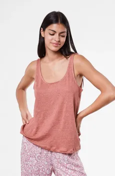 Женский терракотовый льняной топ HAMY Коричневый S Etam 6534280