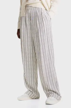 Женские белые брюки в полоску FLUID VIS STP RLXD STRAIGHT PANT Белый XS Tommy Hilfiger WW0WW43804