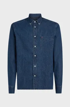 Мужская синяя джинсовая рубашка DENIM RF SHIRT Синий M Tommy Hilfiger MW0MW37581