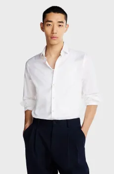 Мужская белая рубашка DC FLEX COLLAR FIL A Белый S Tommy Hilfiger MW0MW37615