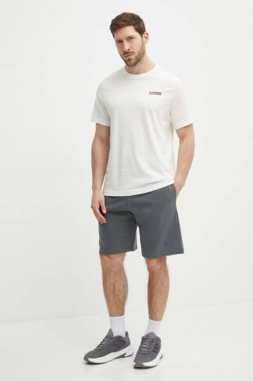 Хлопковая футболка Reebok мужская цвет бежевый с принтом 100075313 Хлопковая футболка Reebok мужская цвет бежевый с принтом 100075313