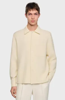 Мужская бежевая рубашка Бежевый M Sandro SHPCM01652_Ecru