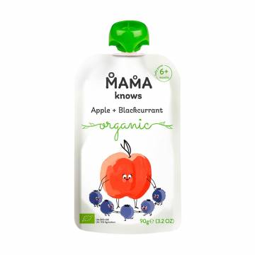 Детское фруктовое пюре Mama knows Organic Яблоко-черная смородина, от 6 месяцев, 90 г Детское фруктовое пюре Mama knows Organic Яблоко-черная смородина, от 6 месяцев, 90 г