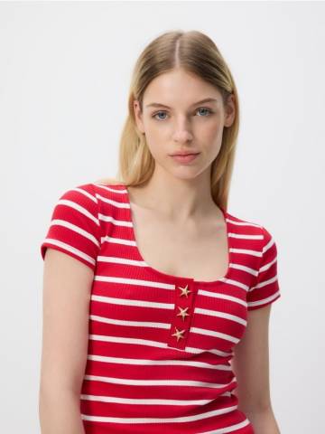 Reserved - Футболка з декоративними ґудзиками - різнобарвний - 435FS-MLC