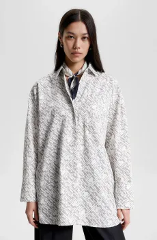 Женская белая рубашка с узором AMD COTTON LOOSE FIT Белый S-M Tommy Hilfiger WW0WW40222