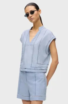 Женская голубая блуза EMBROIDERY Голубой 40 Karl Lagerfeld B2W11004