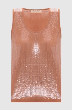 Коричневый топ с пайетками