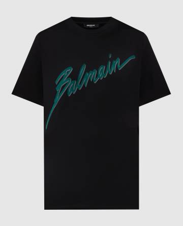 Черная футболка с принтом Balmain Lettre