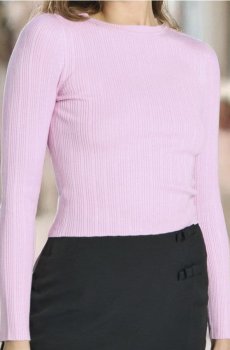 Джемпер з трикотажу в рубчик - рожевий