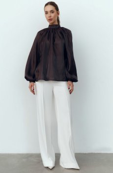 Блуза з тенселу у шоколадному відтінку