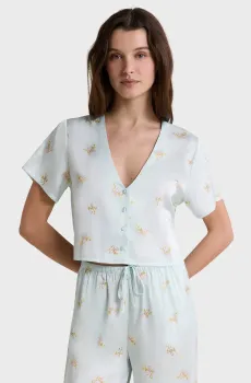 Женская голубая рубашка с узором SOLIA Голубой S Etam 6556899