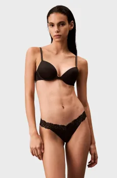 Женские черные трусики THONG Черный XS Calvin Klein 000QF7838E