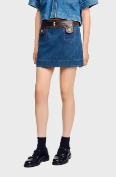 Женская темно-синяя джинсовая юбка Синий 34 Sandro SFPJU01479_Dark Blue