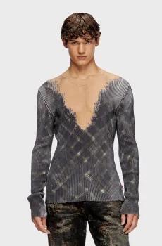 Мужской серый джемпер в клетку K-FEDRO Серый S Diesel A17166 0GSAW