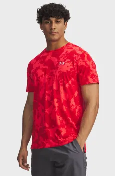 Мужская красная футболка с узором UA Launch Printed SS Красный S Under Armour 6006110-713