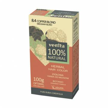 Хна для волос Venita Natural Herbal Hair Color 100% Natural 8.4 Copper Blond, 100 г Хна для волос Venita Natural Herbal Hair Color 100% Natural 8.4 Copper Blond, 100 г