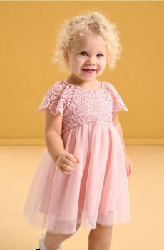 Мереживна сукня з фатиновою спідницею - рожевий