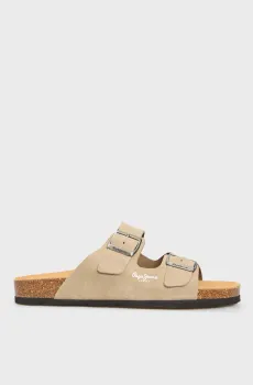 Мужские бежевые замшевые слайдеры BIO SUEDE M Бежевый 43 Pepe Jeans PMS90112
