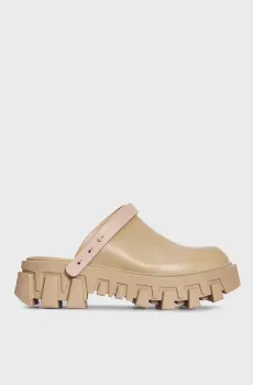 Женские бежевые кожаные клоги TOMMY JEANS CHUNKY MULE LEATHER Бежевый 36 Tommy Jeans EN0EN02180