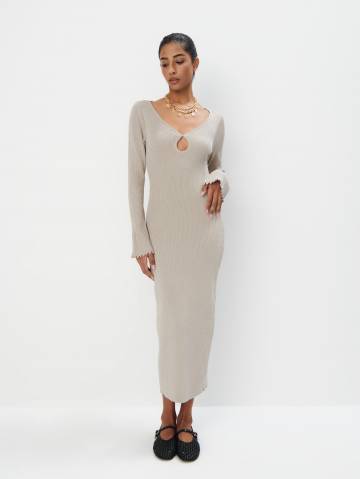 Mohito - Сукня міді з металевою ниткою - sand - L