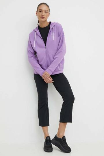 Кофта Under Armour женская цвет фиолетовый с капюшоном однотонная Кофта Under Armour женская цвет фиолетовый с капюшоном однотонная