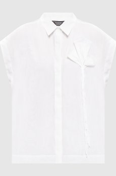 Белая блуза с шелком с аппликацией