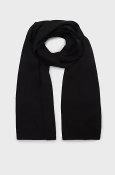 Женский черный шарф CK EMBROIDERY FINE RIB HW SCARF Черный ONESIZE Calvin Klein K60K612601