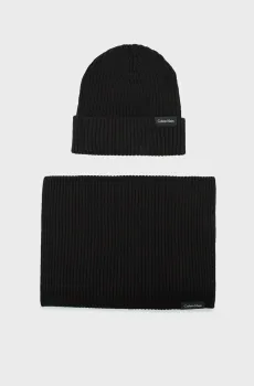 Мужской набор аксессуаров (шапка, шарф) Черный ONESIZE Calvin Klein K50K511021