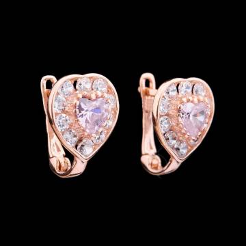 Золотые детские серьги "Сердечки" с фианитами с03286 Золотые детские серьги "Сердечки" с фианитами с03286