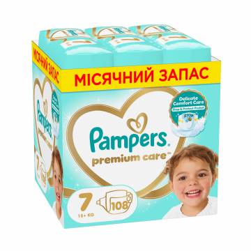 Подгузники Pampers Premium Care размер 7 (15+ кг), 108 шт Подгузники Pampers Premium Care размер 7 (15+ кг), 108 шт